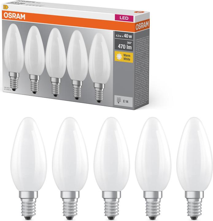 Immagine prodotto Osram Base LED Classic B (E14, 4 W, 470 lm, 5 x, E)