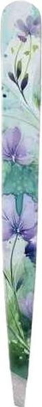 Actual product image Hausmann Tweezers slanted floral purple/green