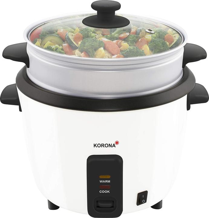 Image du produit Korona 58010 Cuiseur de riz Blanc, Noir Revêtement antiadhésif, avec fonction vapeur, avec gobelet gradué