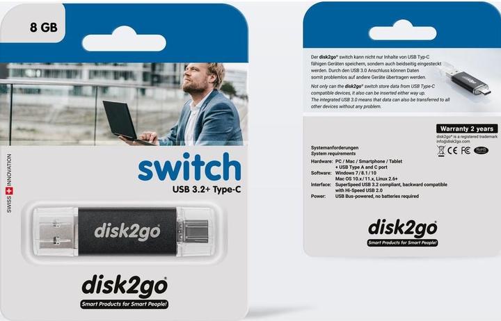 Image du produit Disk2go Switch (8 Go, USB-A, USB-C)
