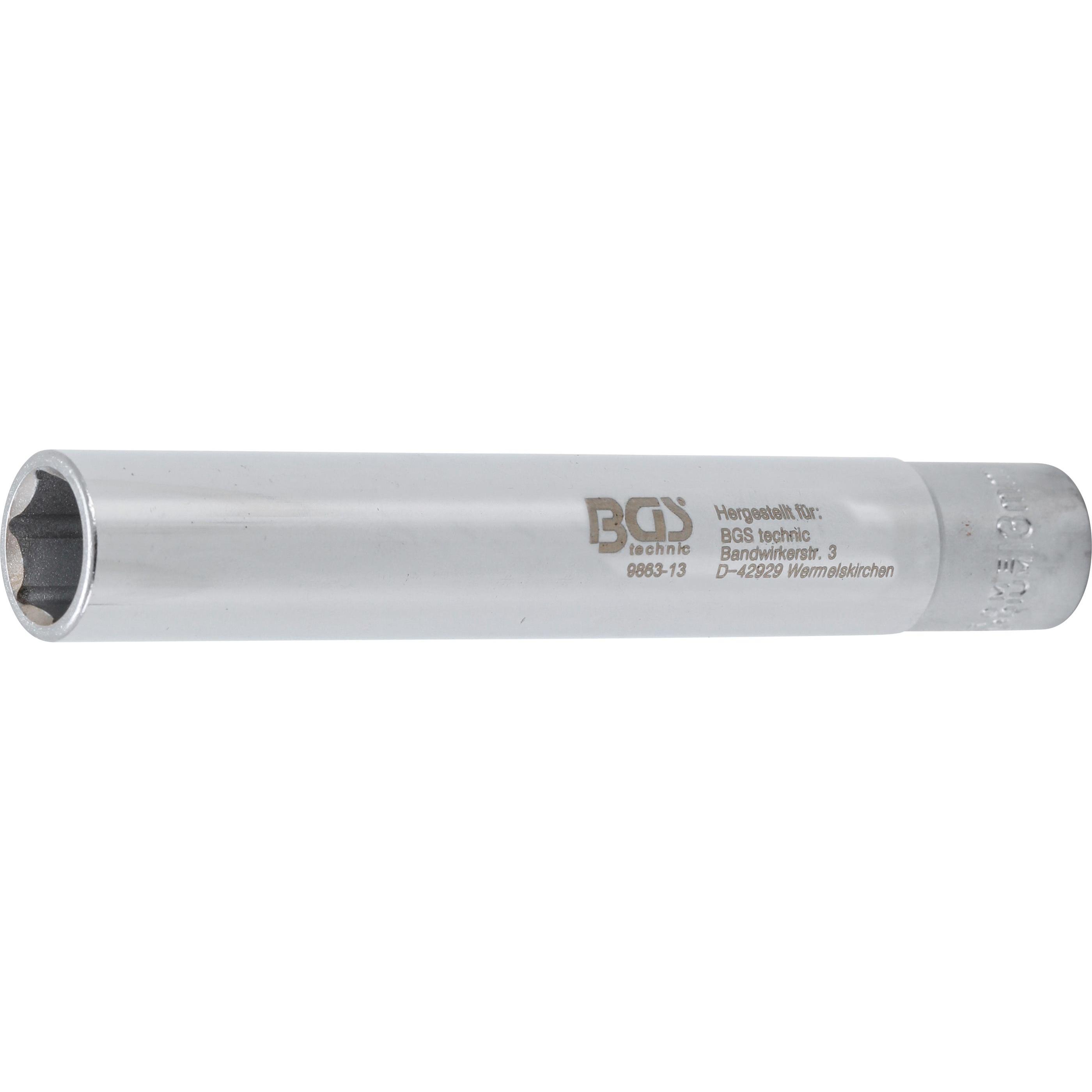 BGS, Steckschlüssel + Stecknuss, Steckschlüssel-Einsatz Sechskant, extra tief Antrieb Innenvierkant 10 mm (3/8") 13 mm (...