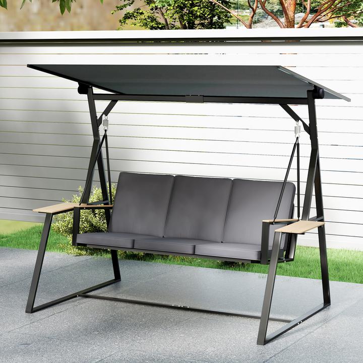 Image du produit Outsunny Gartenschaukel Metall, Polyester Grau