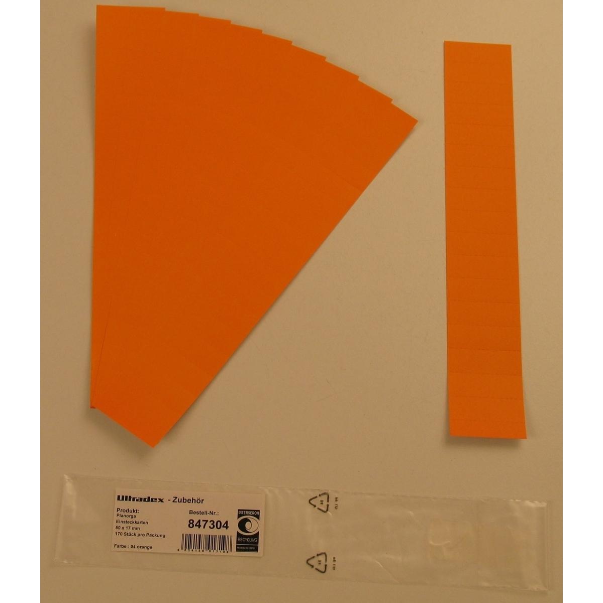 Ultradex, Kartenaufbewahrung, Einsteckkarten für 20mm Einsteckschiene 50x17mm VE=170 Stück orange
