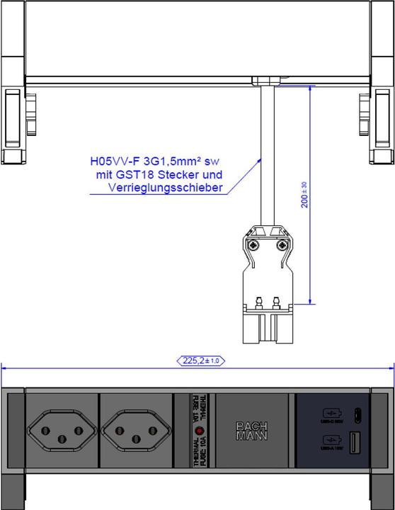 Produktbild Bachmann Desk 2 (2 x, Typ 13, USB-A, USB-C, 0.20 m)