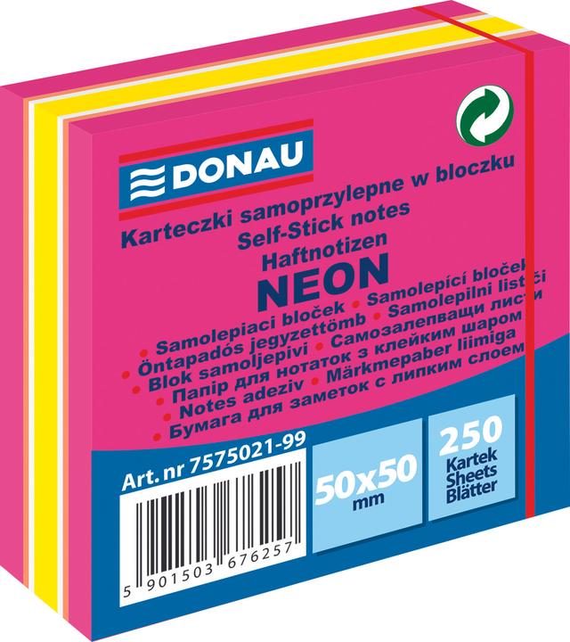 Actual product image Donau Mini cube self-adhesive, 50x50mm, 1x250 sheets, neon pastel, pink-mix