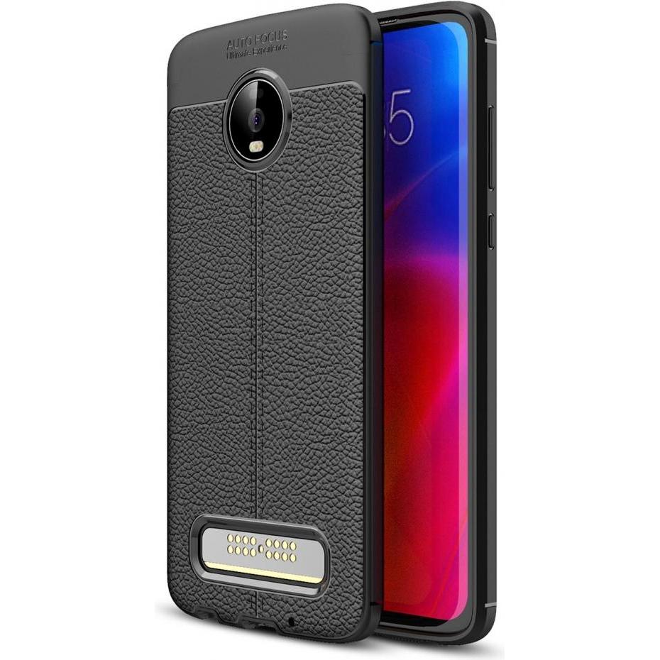 Thumbnail - Screenguard Motorola Moto Z4 Hülle Leather Design TPU Cover (Motorola Moto Z4), Smartphone Hülle, Schwarz