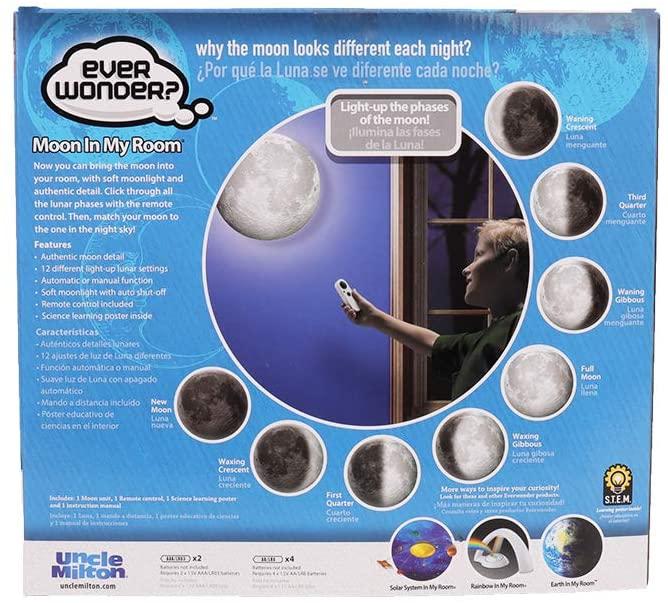 Produktbild Uncle Milton Moon In My Room Mondlampe 25 cm, Einschlaflicht mit 8 Mondphasen, Helligkeit einstellbar, Verschi...