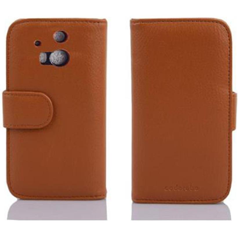 Cadorabo Book mit 3 Kartenfächer Cover (HTC One M8), Smartphone Hülle, Braun