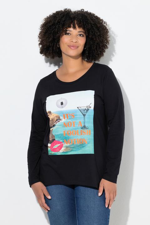 Image du produit Angel of Style T-shirt manches longues, motif Holiday et inscription, coupe évasée (42)