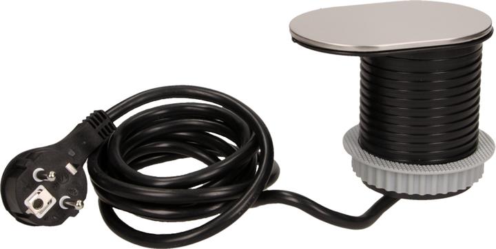Actual product image Orno Furniture socket?6cm, embedded in the tabletop with sliding cover, USB charger and 1.9m cable (USB-A, 1.90 m)