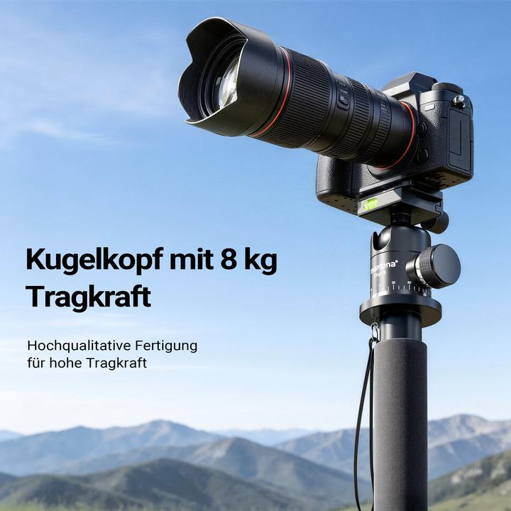 Produktbild Walimex pro 1983 Carbon Einbeinstativ + Onyx 8 Kugelkopf Stativkopf Reisestativ (Carbon, Kunststoff, Metall)