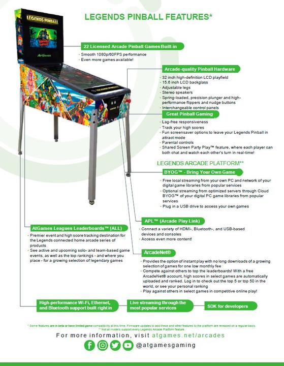 Actual product image AtGames Legends Pinball machine