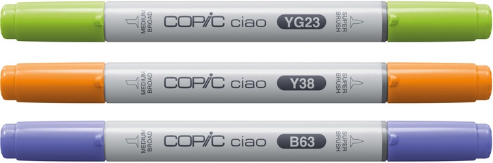 Actual product image Copic CIAO - Brand (Y-38 Honey, YG-23 New Leaf, B-63 Light Hydrangea, 6 mm, 3 x)