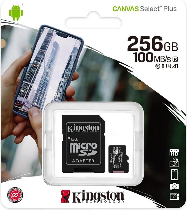 Image du produit Kingston Canvas Select Plus (256 Go, microSDXC, U3, UHS-I)