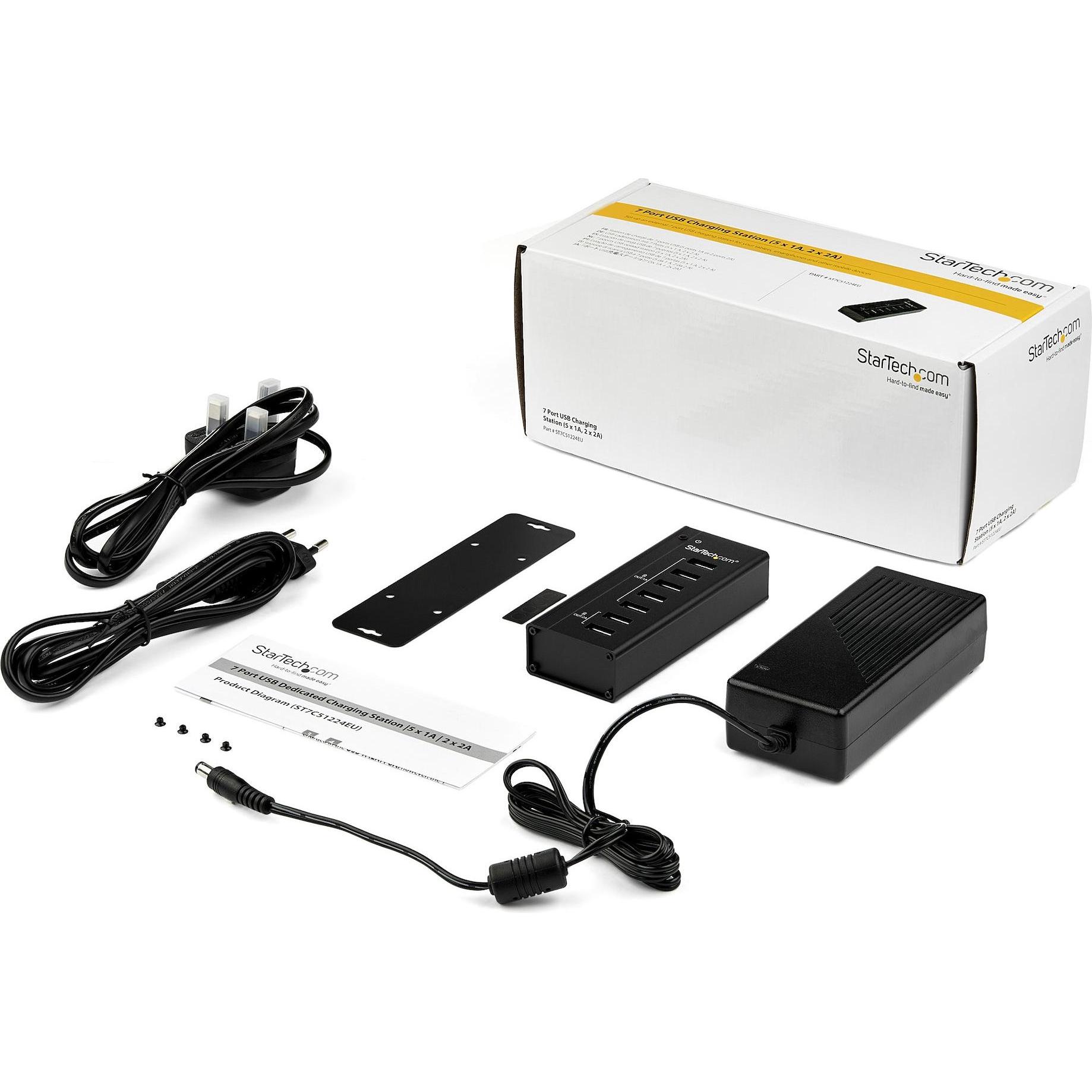 Thumbnail - StarTech 7 Port USB Hub Charging Station (USB-A, 7 Ports), Dockingstation + USB Hub, Schwarz