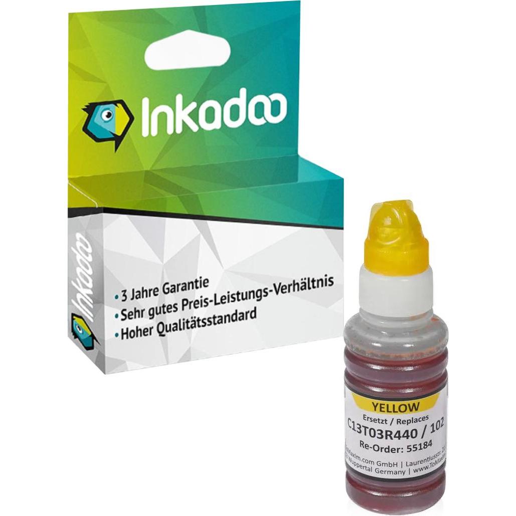 Inkadoo, Druckerpatrone, Druckerpatronen kompatibel zu Epson C13T03R440 / 102 Tintenpatrone, gelb Gelb (Y)