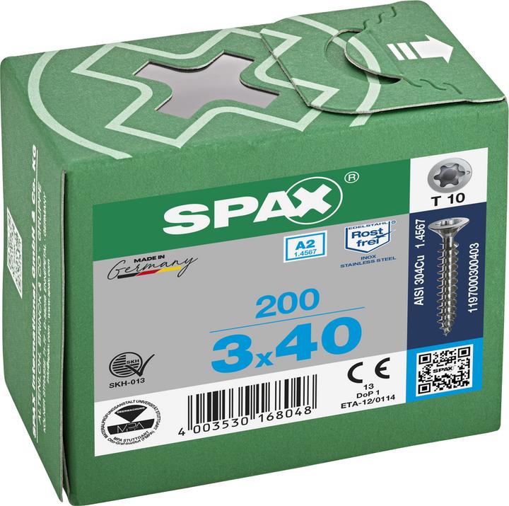 Produktbild Spax A2 Senkkopf Bremsrippen T-Star Plus T10 Vollgewinde (200 Schrauben pro Stück)