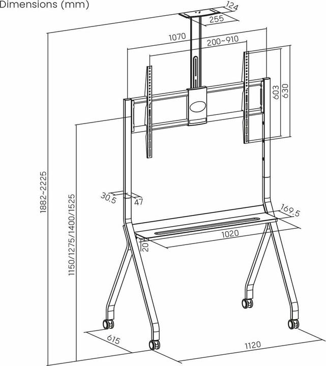 Produktbild Maclean Bildschirm-Träger für den Tisch MC-114 B 100" 55" (Boden, 120 kg, 55" - 100")