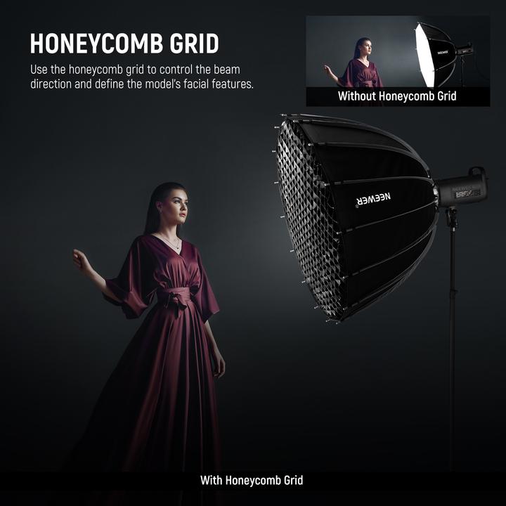 Actual product image Neewer 90cm Deep Parabolic Nylon Alloy Quick Release Softbox With Grid