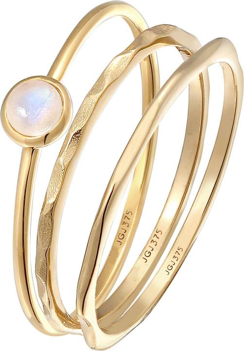 Image du produit Elli PREMIUM Bague Solitaire Pierre de Lune Set de 3 bagues 375 Or jaune (54, 375/9 K)