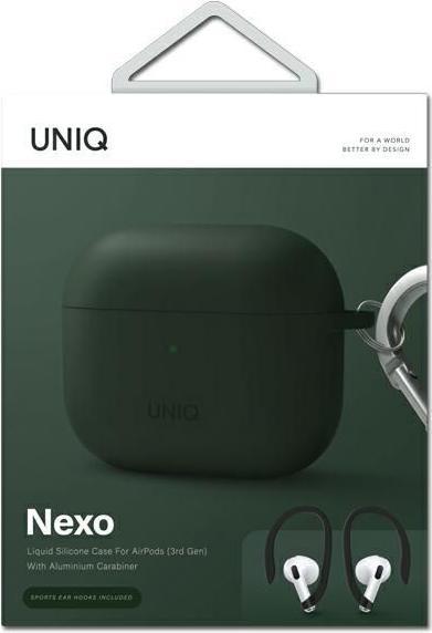 Actual product image Uniq CASE nexo AirPods 3 GEN + ear hooks Silicone green/green (Headphone bag)