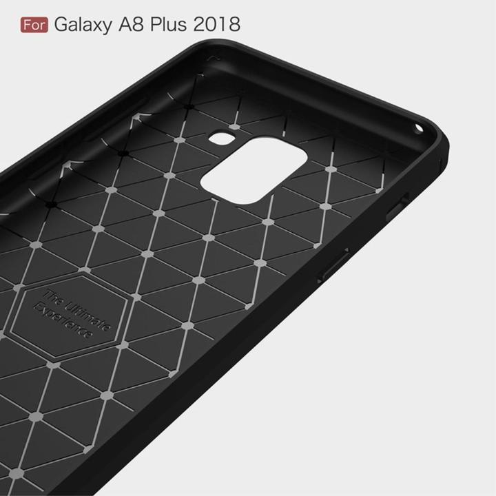 Produktbild König Design Hülle Handy Schutz für Samsung Galaxy A8 Plus (2018) Case Cover Carbon Schwarz (Samsung Galaxy A8 (2018))