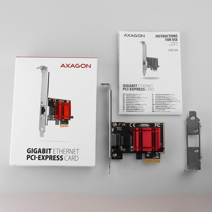 Actual product image Axagon PCEE-GIX network card Internal Ethernet (PCI-E x1)