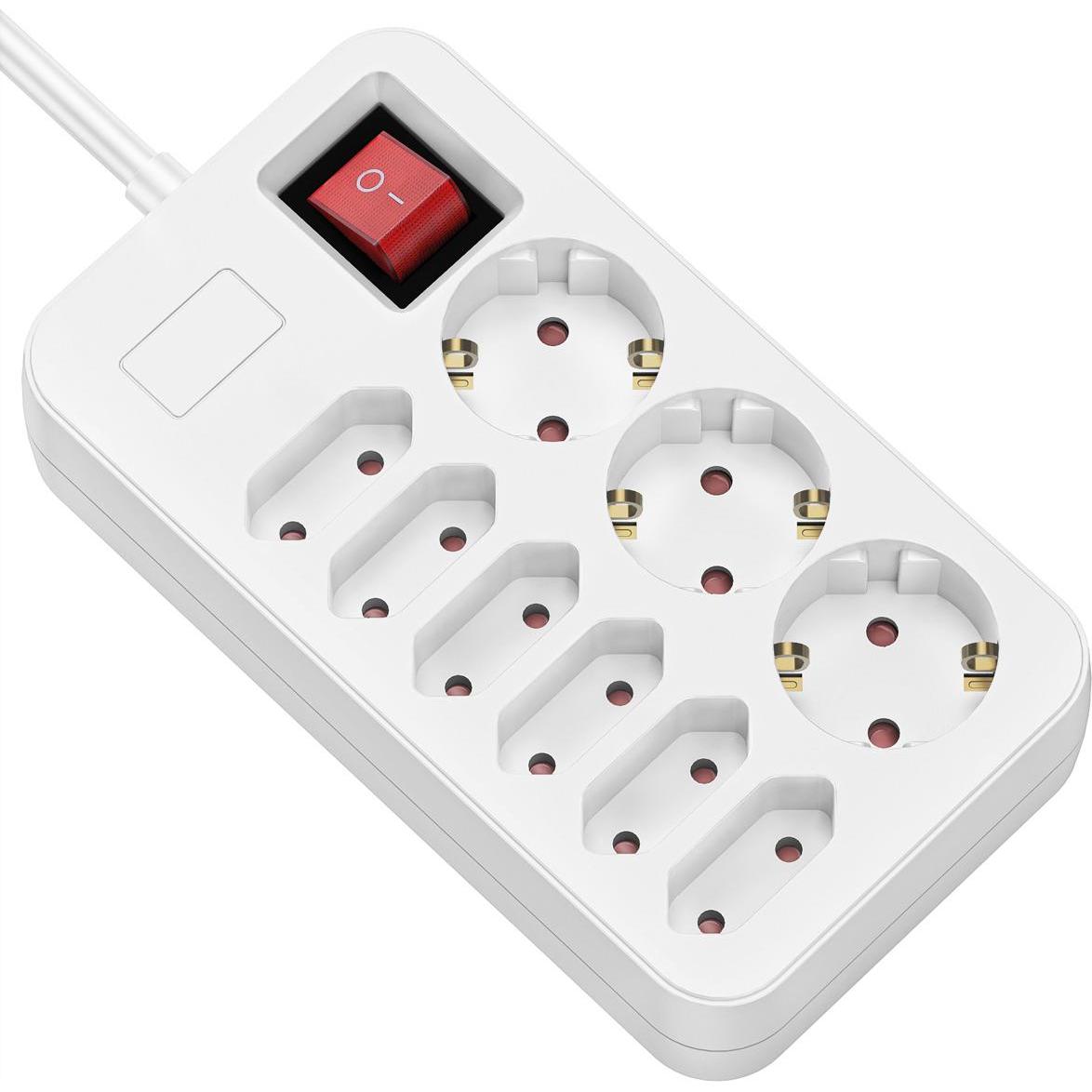 Roline, Ciabatta multipresa, Steckdosenleiste 9-fach mit Schalter (9x, CEE 7/16, CEE 7/3, Tipo 26, 3 m)