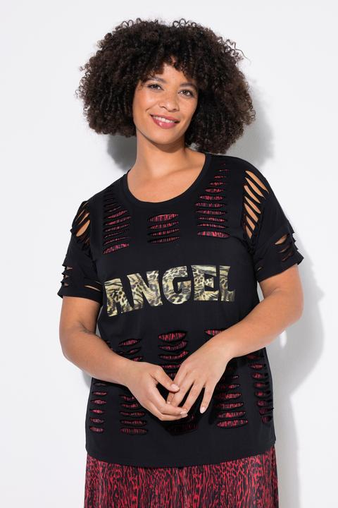 Produktbild Angel of Style T-Shirt, Komfort Fit, Schlitze, Leo-Schriftzug (52)