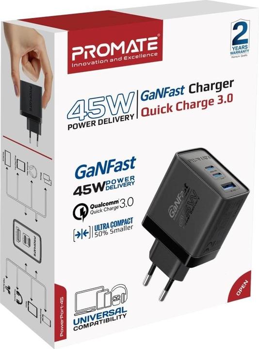 Produktbild ProMate PowerPort-45 Black Ladegerät 45 Watt (45 W)