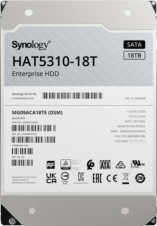 Actual product image Synology HAT5310-18T (18 TB, 3.5", CMR)