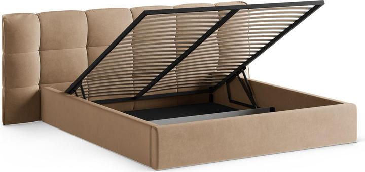 Actual product image Micadoni Velvet Storage Bed With Headboard, "Eric", Sand, 225x290x104 Made in Europe (200 x 200 cm)
