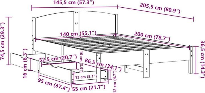Image du produit vidaXL Bettgestell (140 x 200 cm)
