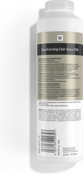 Nutritional values and ingredients John Frieda PROFiller+ Conditioner 500ml (500 ml)
