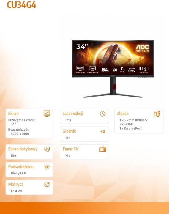 Image du produit AOC CU34G4 (3440 x 1440 pixels, 34")