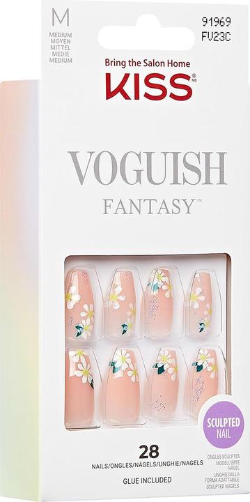 Image du produit KISS Voguish Fantasy Press-On Nails Light Nude Medium Size Coffin Shape Includes 28 Nails 2G Glue 1 (Ongles artificiels, Nu léger)