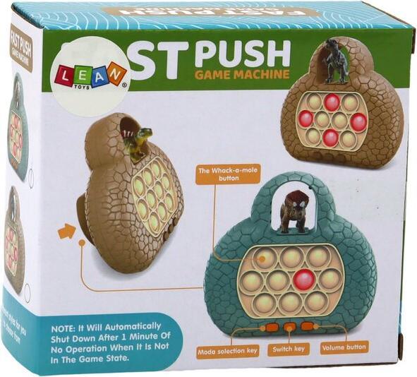 Lean Toys Pop It Dinosaur Arcade-Spielkonsole, 4 Spielmodi, Grün