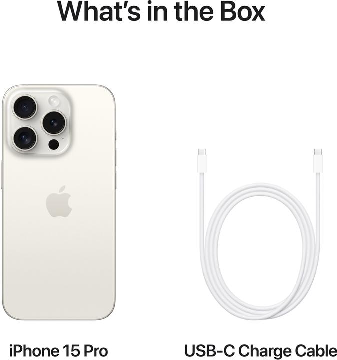 Image du produit Apple iPhone 15 Pro (128 Go, Titane blanc, 6.10", SIM + eSIM, 48 Mpx, 5G)