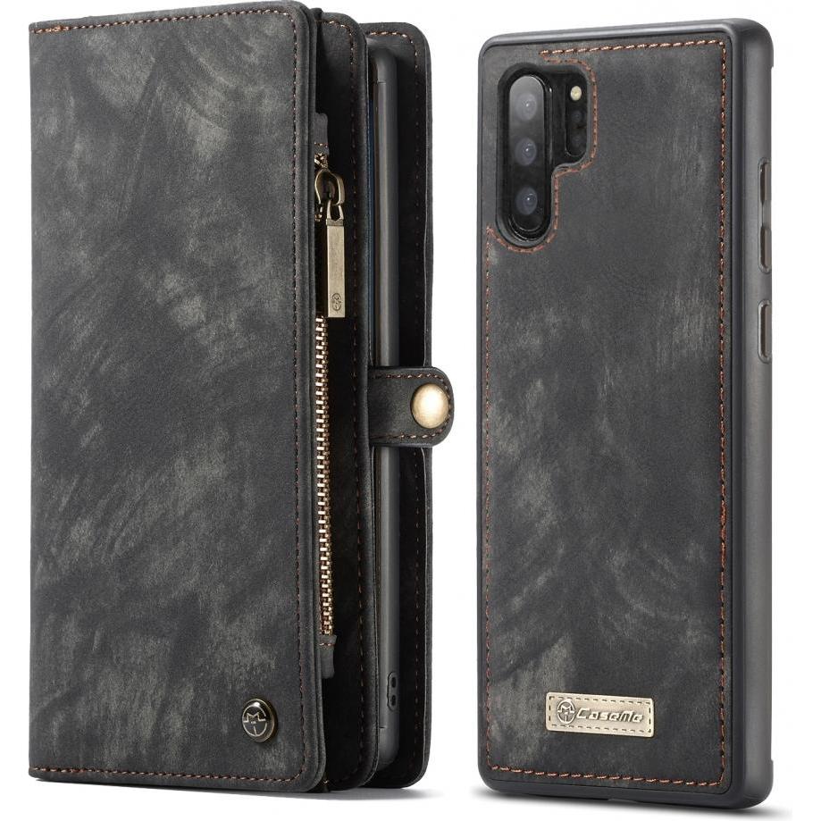 Caseme Samsung Galaxy Note10+ Echtleder Portemonnaie Karten Hülle (Samsung Galaxy Note 10+), Smartphone Hülle, Schwarz