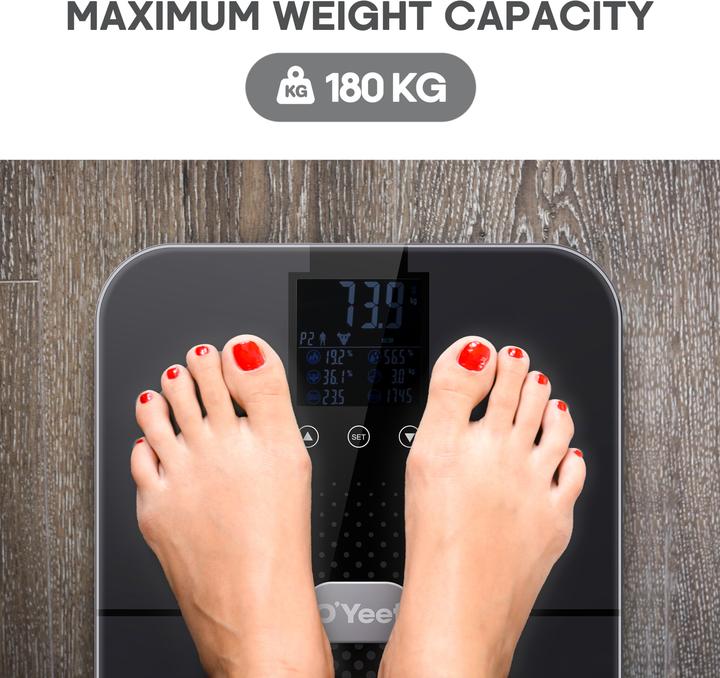 Produktbild OYeet O'Yeet Smarte Körperanalysewaage BS-OY02 Schwarz (180 kg)