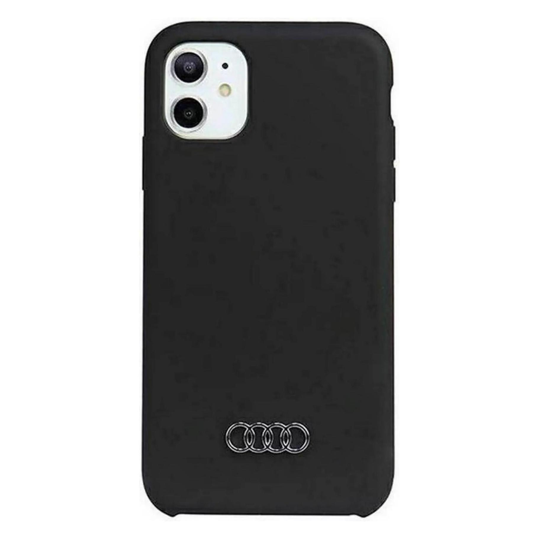 Audi Silicone Case IPhone 11 / Xr 6.1" Czarny/black Hardcase Au-LSRIP11-Q3/D1-Bk (Apple IPhone 11), Smartphone Hülle, Schwarz