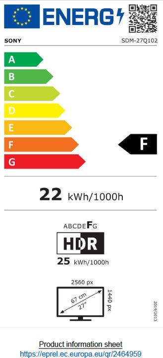 Energie-Label Sony Inzone M10S II (2560 x 1440 Pixel, 27")