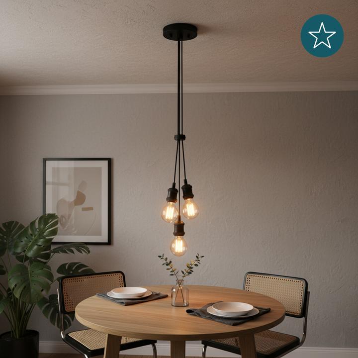 Produktbild Luxula Pendelleuchte Avocado 3 flammig, für 3 x E27, Metall, 1,5 m Textilkabel, schwarz (E27)