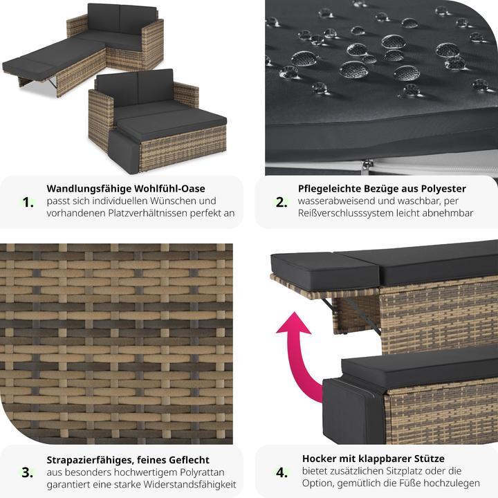 Image du produit tectake Canapé en rotin Corfu, variante 2
