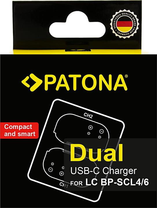 Produktbild Patona Dual Ladegerät für Leica Q3 Q4 BP-SCL4 und BP-SCL6 inkl. USB-C Kabel (Kamera Akku Ladegerät)