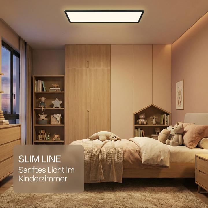 Actual product image B.K.Licht SHALLOW ultraflaches LED Panel, IP44, schwarz, 580x200 (3000 lm)