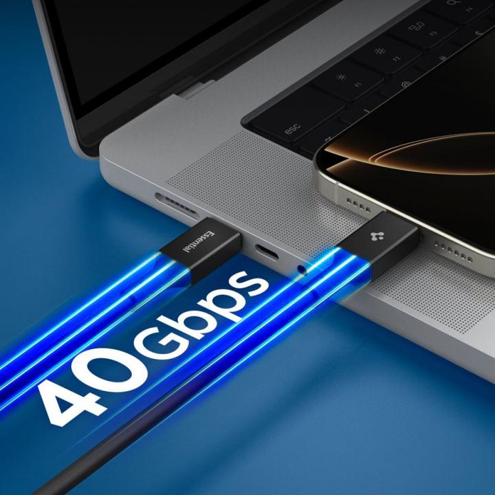 Produktbild Spigen Kabel EB24015CC Essential USB-C 240W 1.5m czarny (1.50 m, USB 4.0, 240 W)