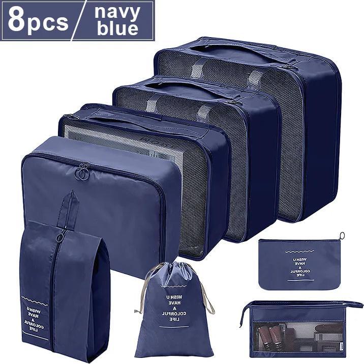 Only-Bags.Store 8 PCS Set Travel Organizer Aufbewahrungstaschen Kapazität Koffer Sortierung Organizer Set