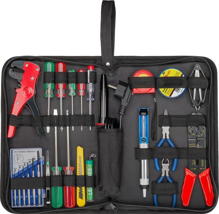 Goobay Set per saldare e set di attrezzi in una pratica borsa