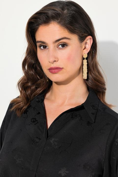Image du produit Ulla Popken Tunique longue en satin texturé. Manches longues et décolleté en V (54)